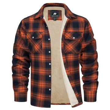 Men's warm flannel jacket with pockets