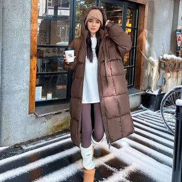 Women's long hooded puffer coat