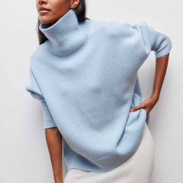 Women's cozy oversized turtleneck sweater