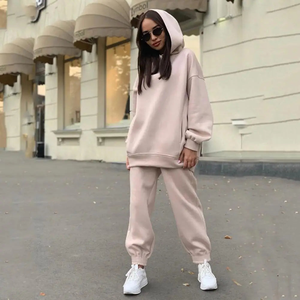 Women's casual hooded sweatshirt and jogging pants set