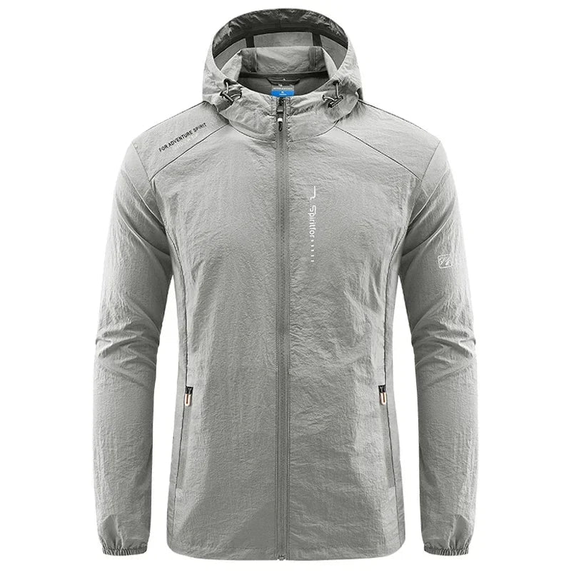 Men's lightweight hooded windbreaker for active outdoor wear