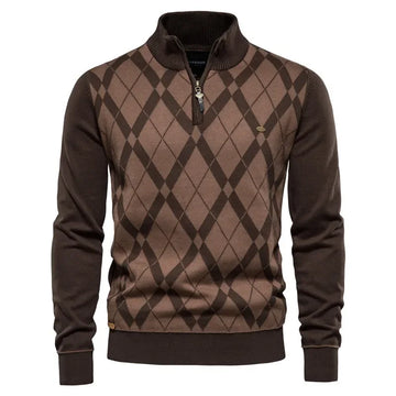 Men's argyle quarter-zip sweater