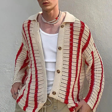 Comfortable men's knitted cardigan sweater