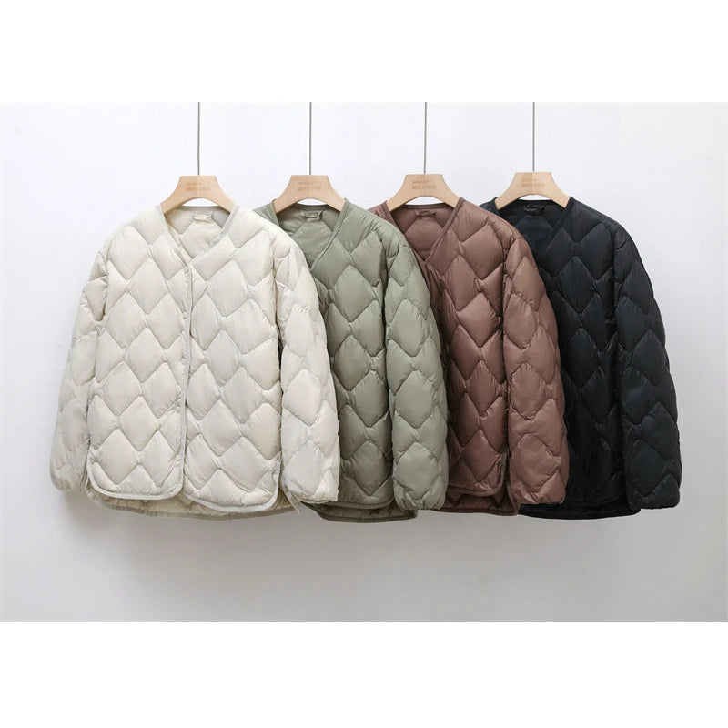 Women's v-neck puffer coat