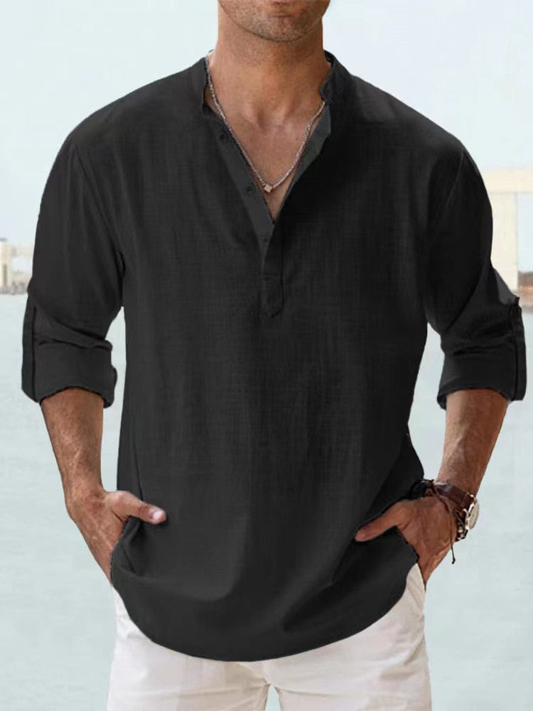 Men's casual henley shirt