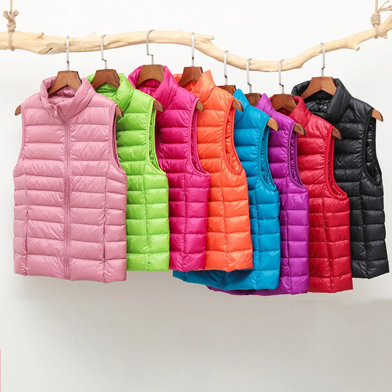 Women's colorful puffer vests for spring and autumn