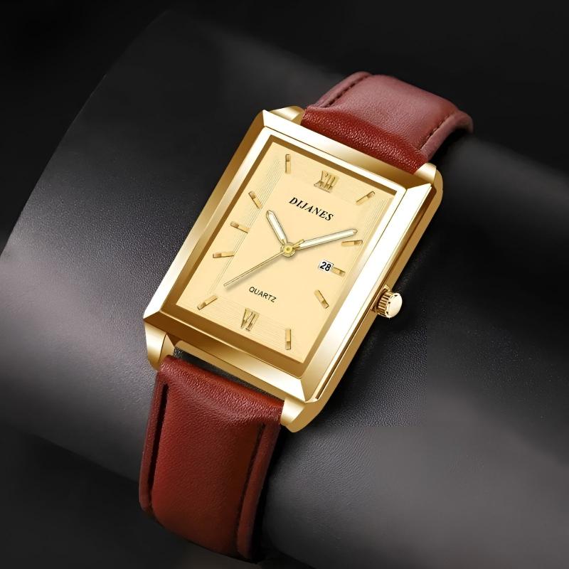 Noah Rectangular Wristwatch | Solid Roman Numerals Date Wristwatch