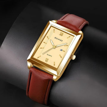 Noah Rectangular Wristwatch | Solid Roman Numerals Date Wristwatch