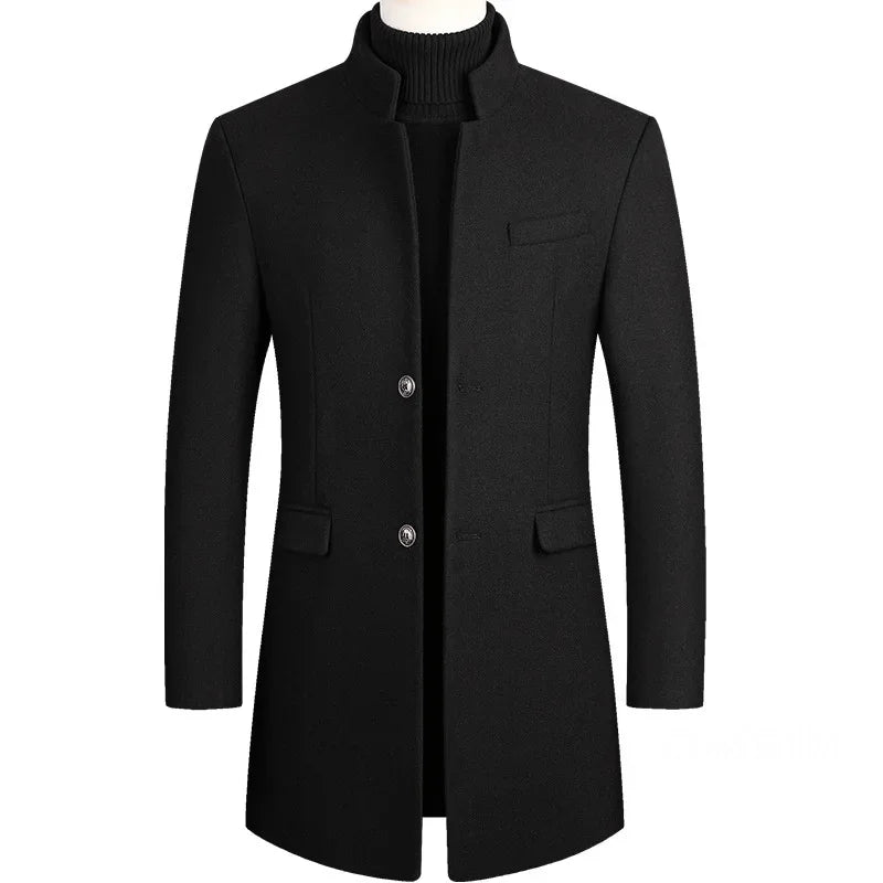 Randy - long winter trench coat with stand collar