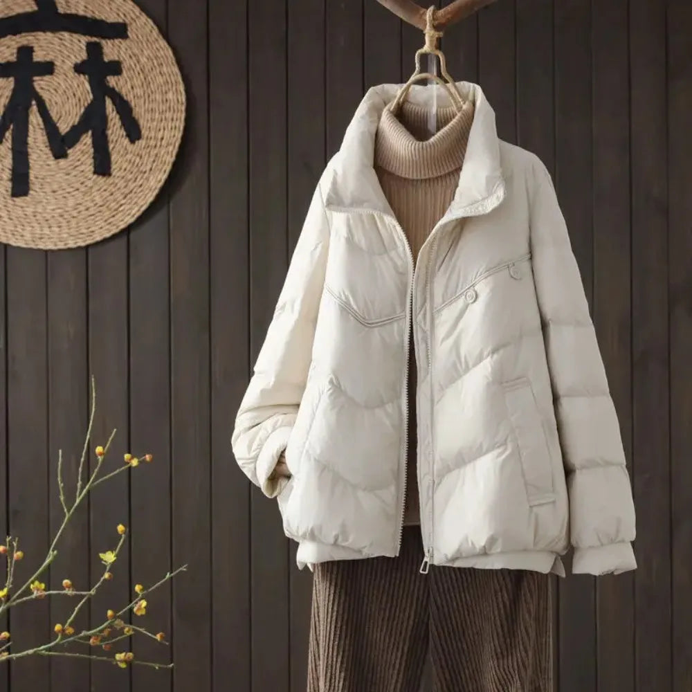 Women's puffer coat with stand collar