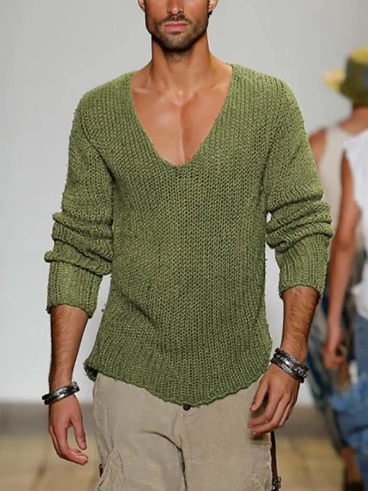 Men's deep v-neck sweater