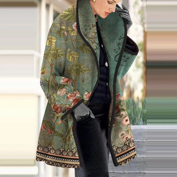 Women's floral jacquard kimono coat for elegant layering