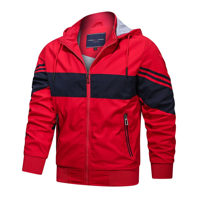 Men's hooded zip-up windbreaker casual lightweight jacket