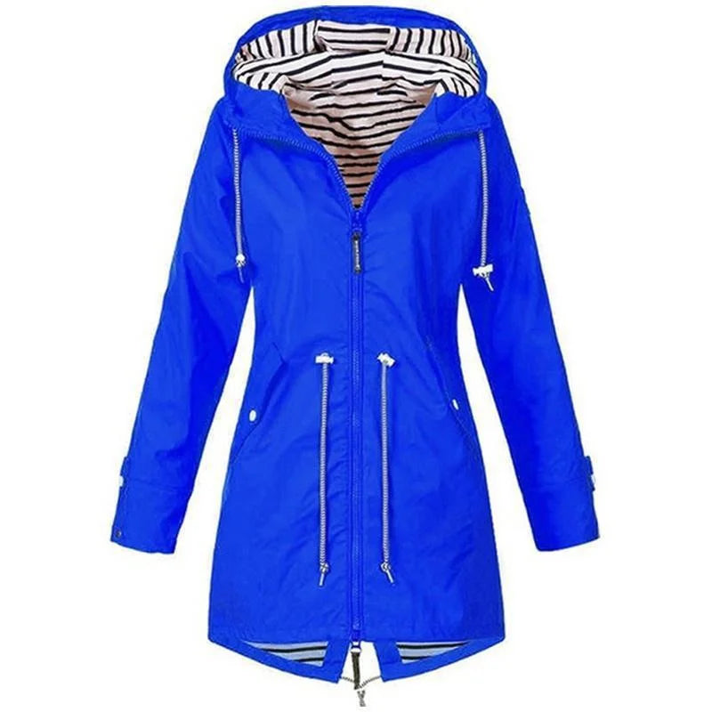 Lightweight jacket with drawstring hood for women