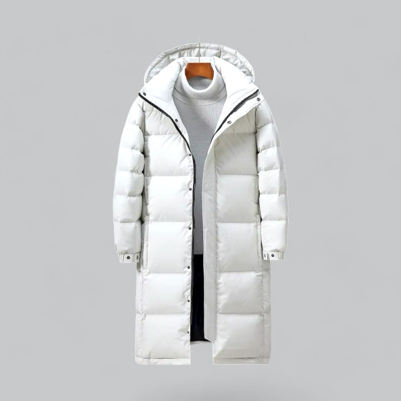 Men's hooded winter down jacket with multiple pockets