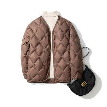 Women's v-neck puffer coat