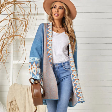 Women's boho open-front cardigan