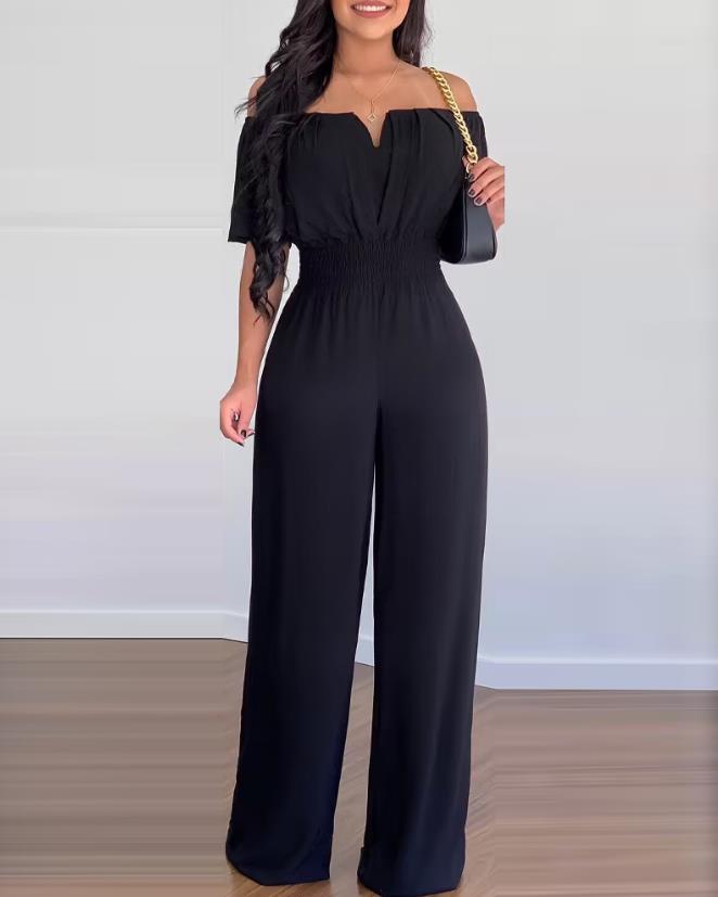 Women's off-shoulder wide-leg jumpsuit