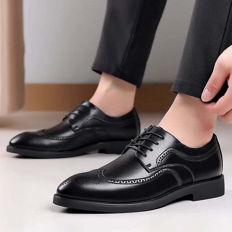 Men’s Oxford Dress Shoes – Genuine Leather – Brogue Detailing – Formal Elegant Fit