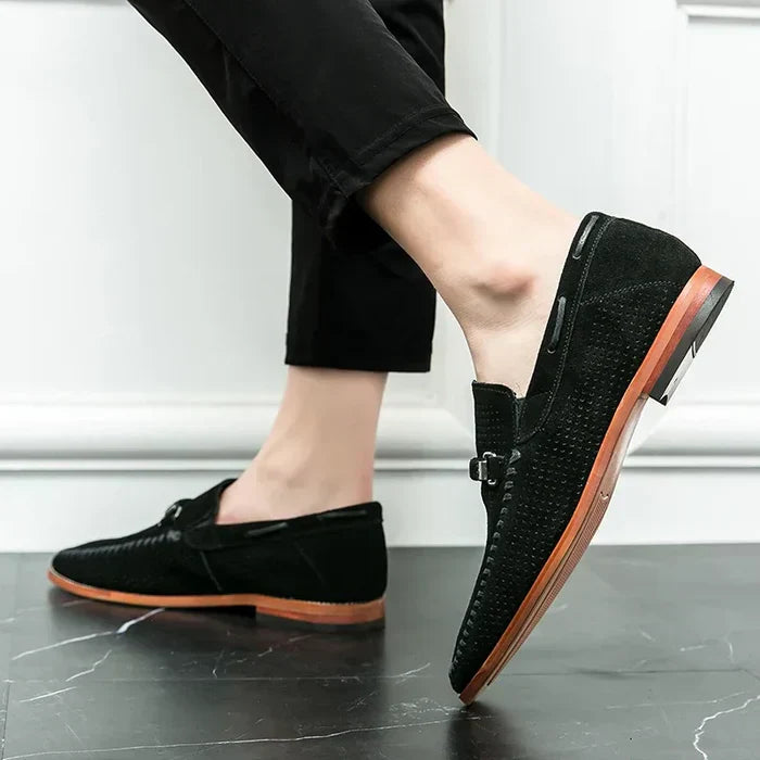 Men's comfortable casual loafers with buckle detail