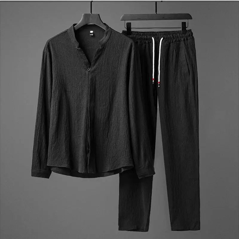 Men's long sleeve shirt and pants spring set