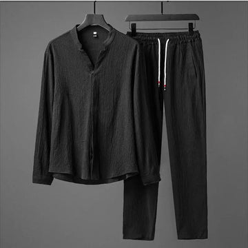 Men's long sleeve shirt and pants spring set