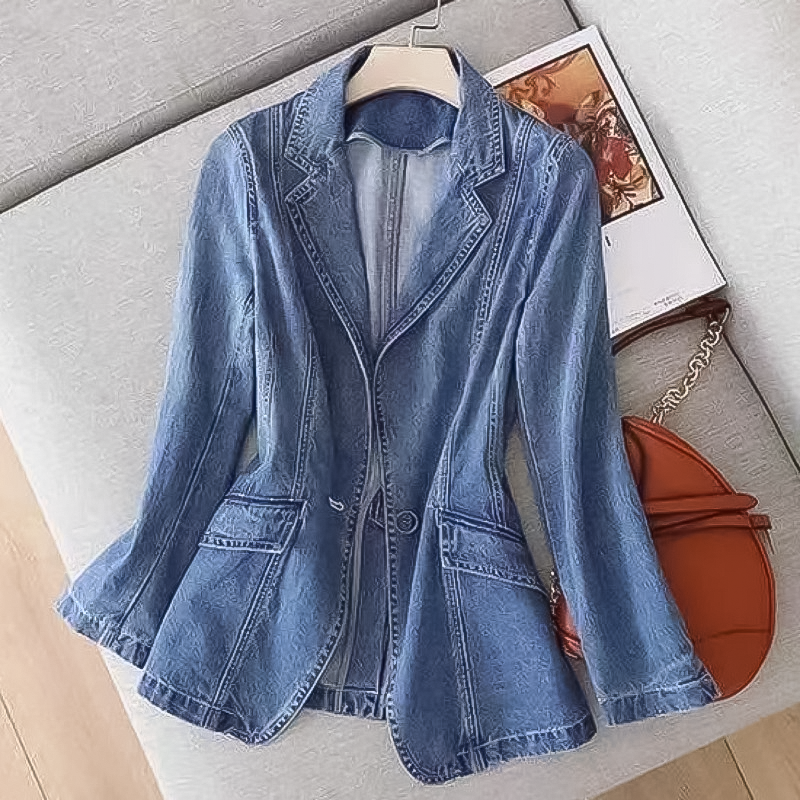 Women's tailored denim blazer for a smart-casual statement