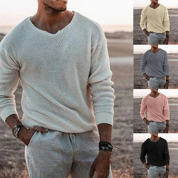 Men's textured v-neck sweater