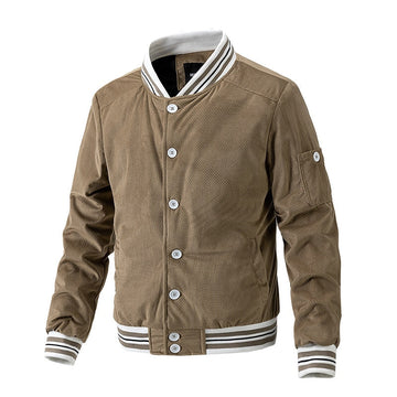 Men's corduroy varsity jacket with ribbed cuffs