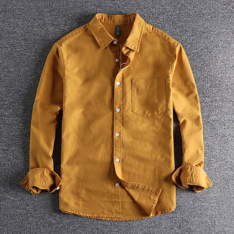 Men's long sleeved basic simple pocket shirt