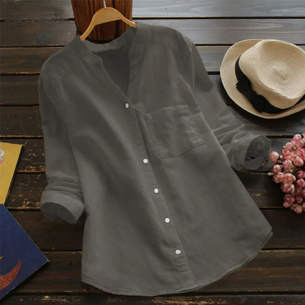 Women's casual button-down linen shirt