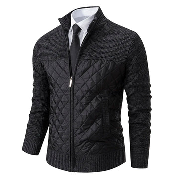 Men's comfortable knitted sweater with quilted details