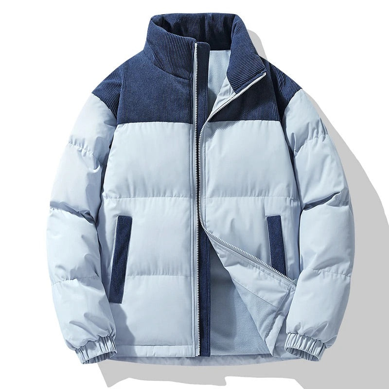 Arthur Quilted Puffer Jacket | Color Block Stand Collar Jacket