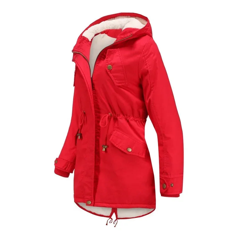 Women's warm hooded parka jacket