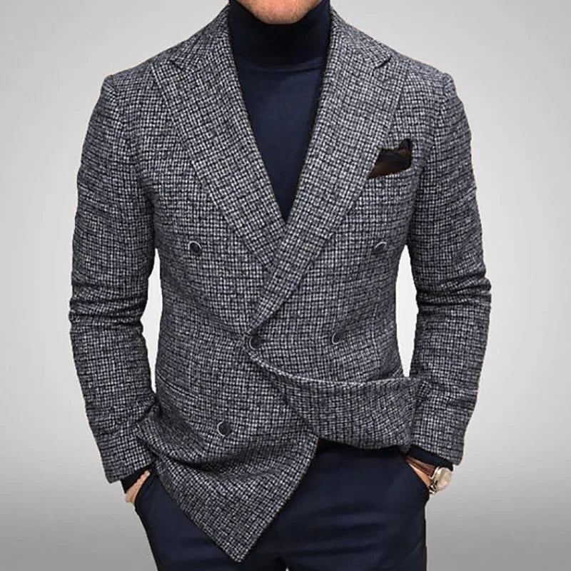 Slim fit plaid casual suit jacket for men