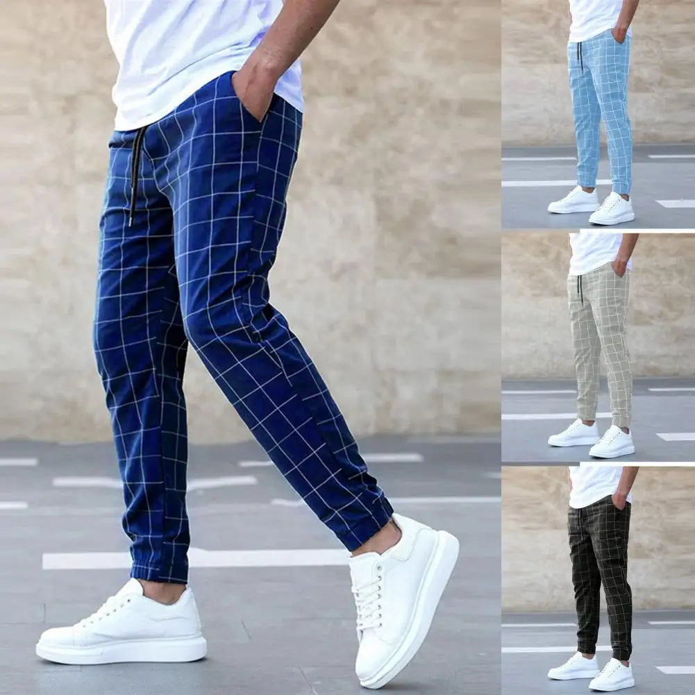 Casual plaid printed pants for men