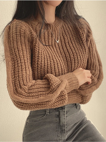 Loose vintage lantern sleeve women's sweater