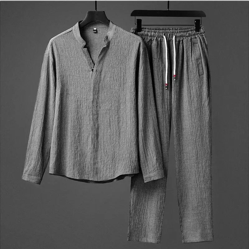 Men's long sleeve shirt and pants spring set