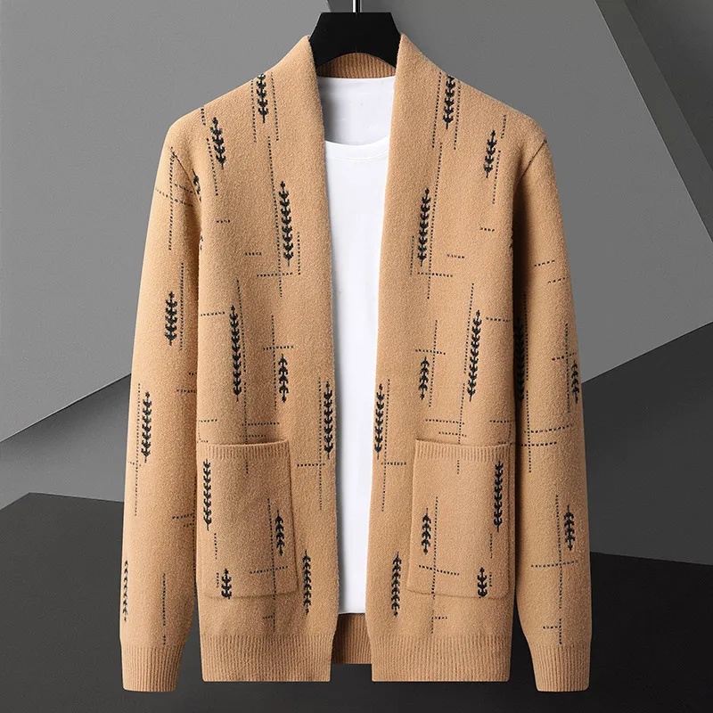 Men's patterned open-front cardigan for laid-back charm