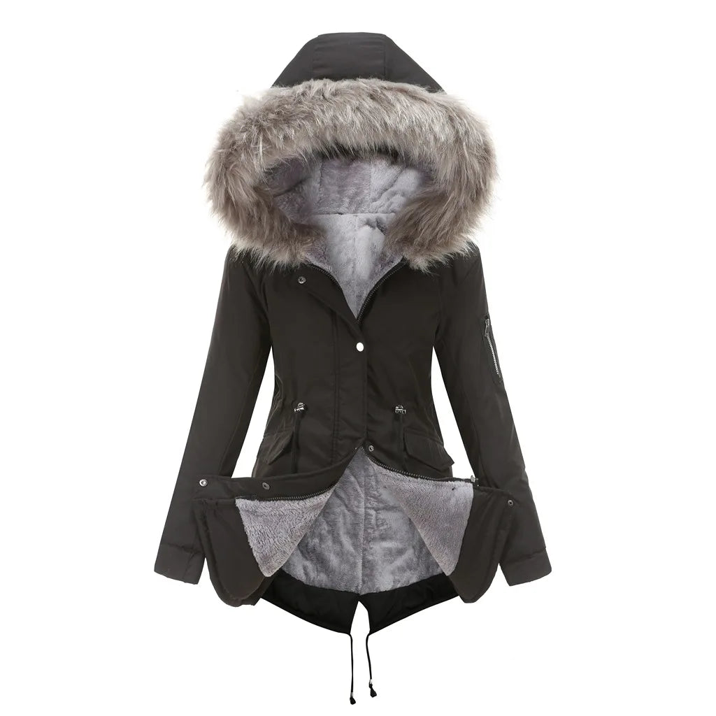 Women's winter parka coat with hood