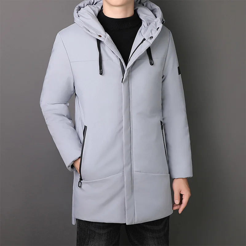 Trendy hooded coat with zipper placket for men