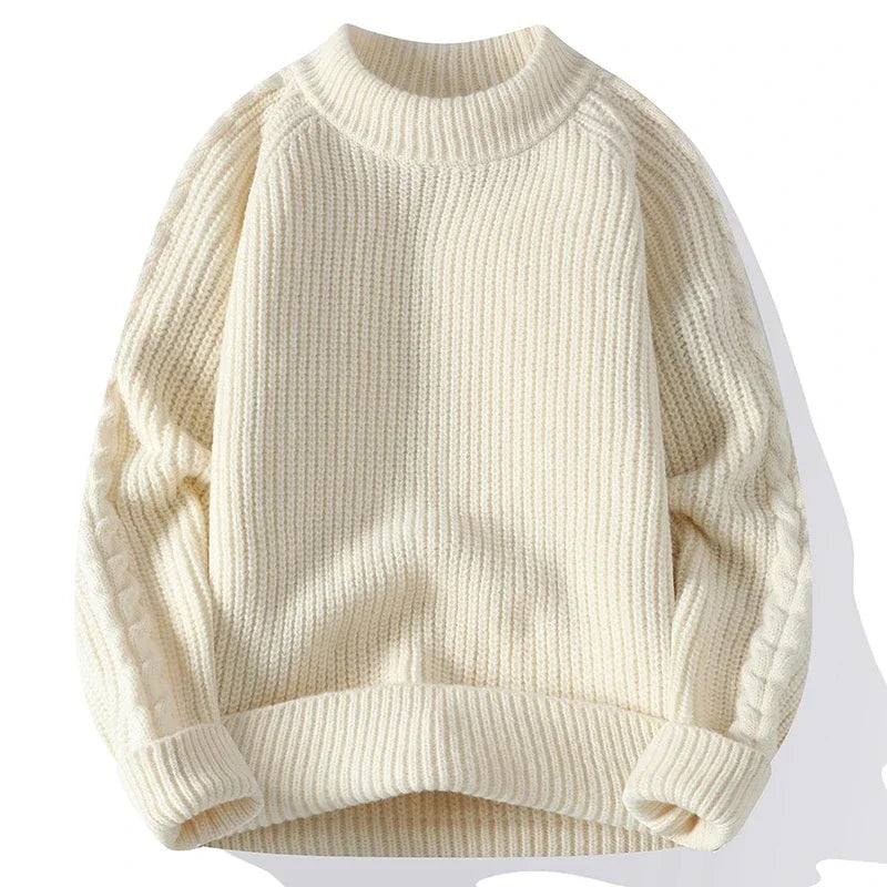 Men's pullover sweater with ribbed cuffs and hem