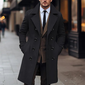 Men's classic double-breasted trench coat