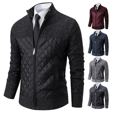 Men's comfortable knitted sweater with quilted details