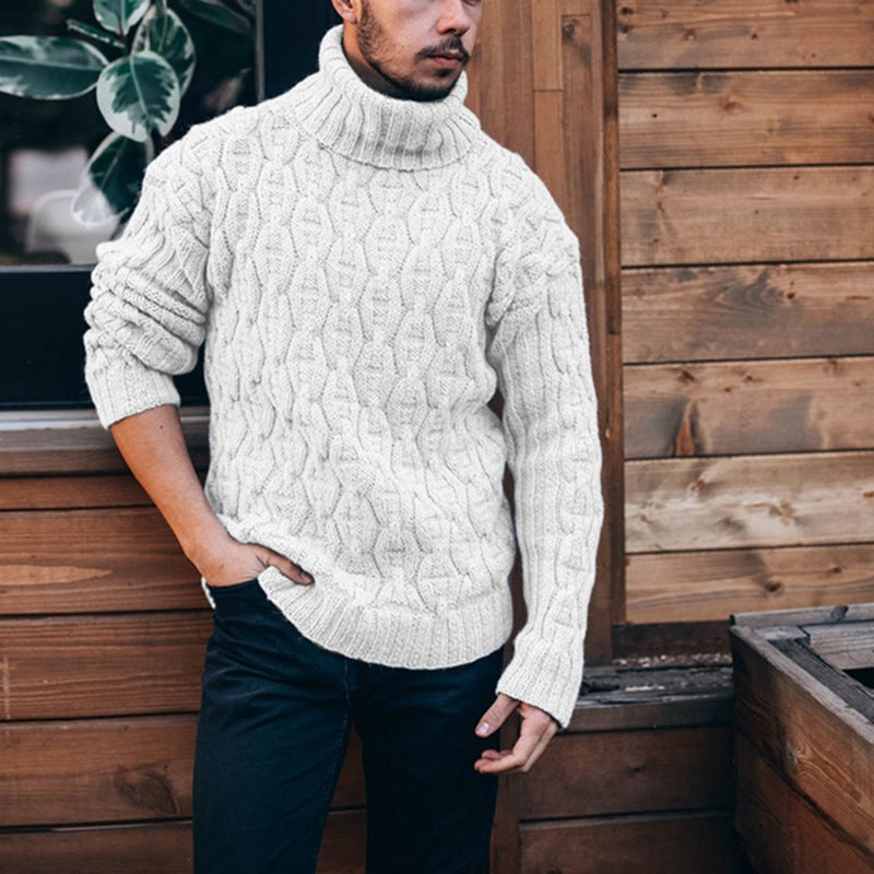 Men's vintage jacquard turtleneck knit sweater