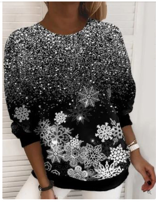 Women's festive snowflake pullover for holiday glam