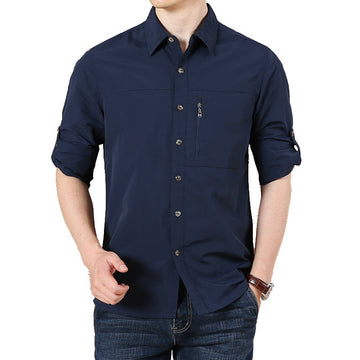 Men's long sleeve shirt with button closure