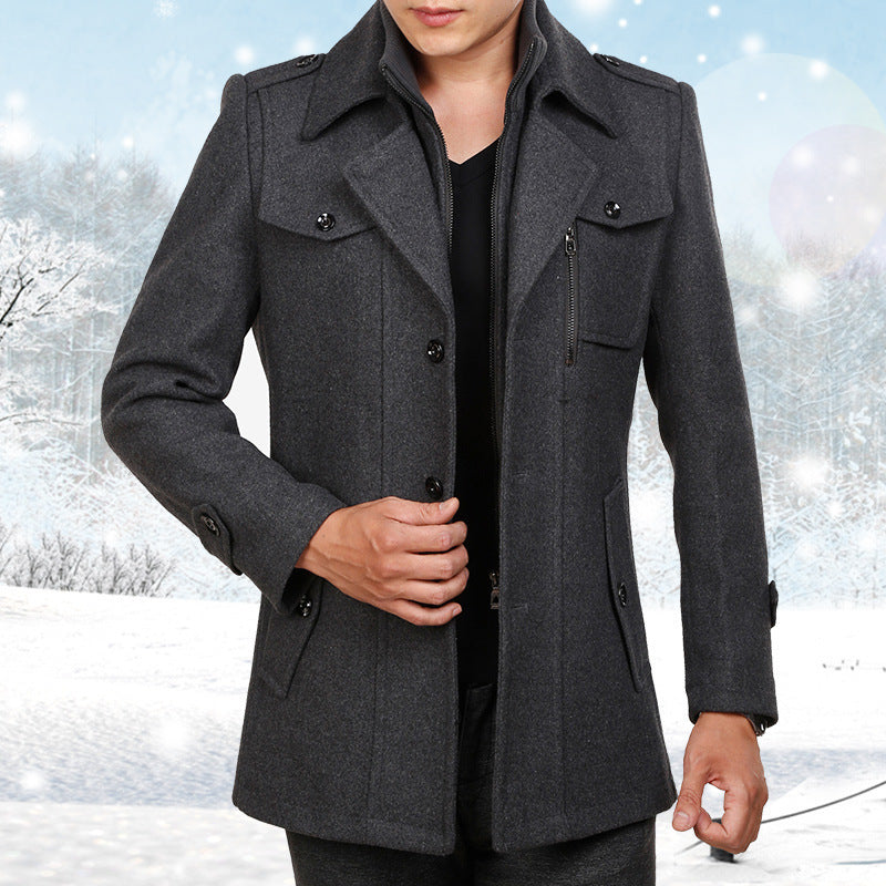 Men's double collar winter jacket