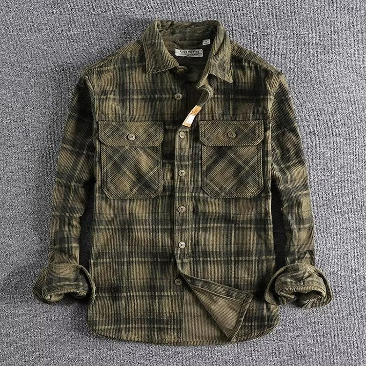 Men's long sleeve rustic plaid shirt