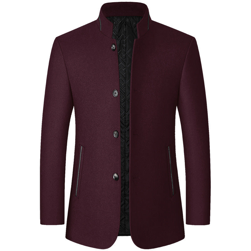 Elegant stand collar coat for men